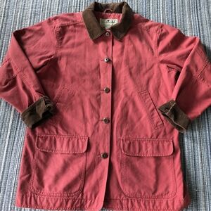 Vintage L.L. Bean Chore Women's Red Utility Jacket with Corduroy Collar XL